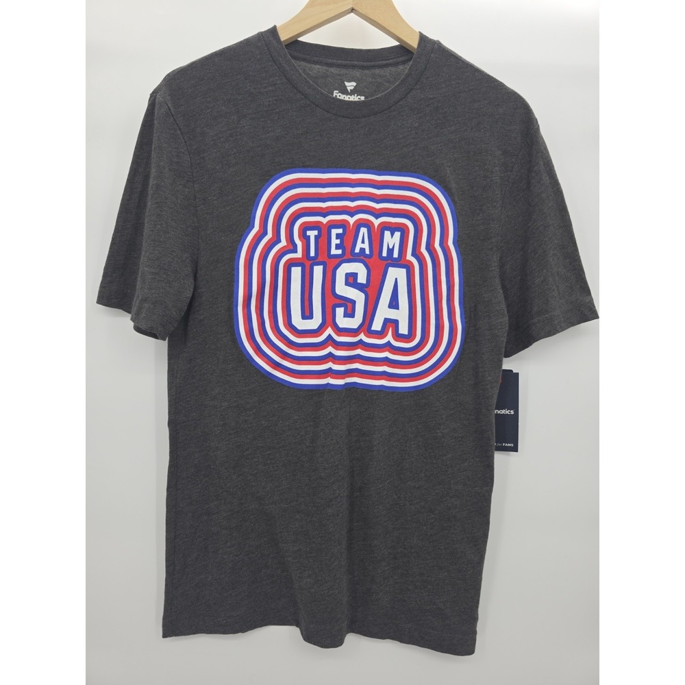 NWT Men's S Fanatics Team USA Heather Gray Olympic T-Shirt Tri Blend